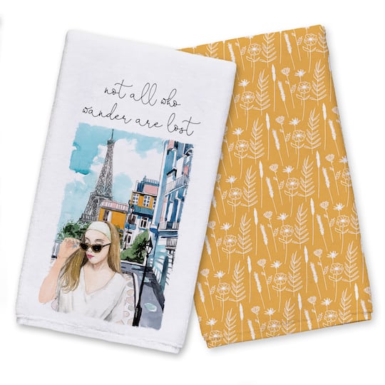 Not All Who Wander Are Lost 16" x 25" Tea Towel Set of 2